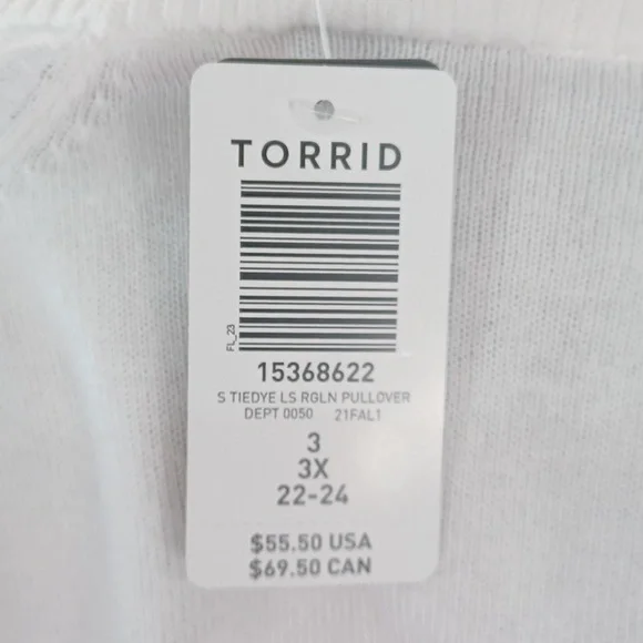 Torrid Tie Dye Raglan Pullover NWT - Picture 4 of 6